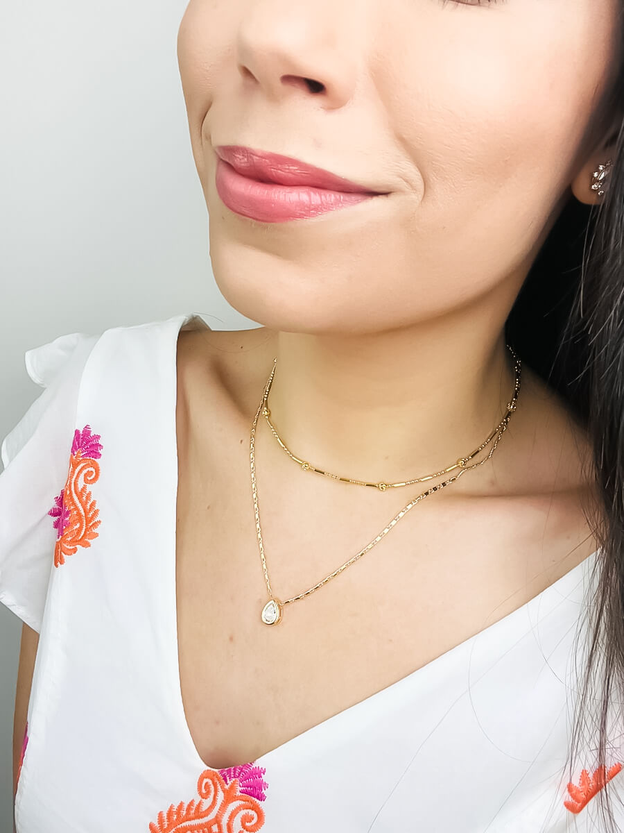 Colar Choker Bolinha Banho Ouro 18K/ Ródio Branco