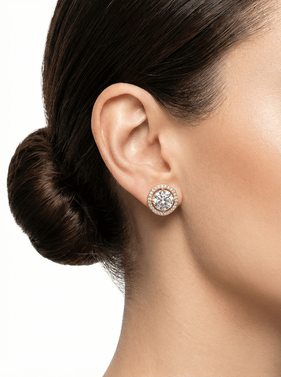 Brinco Ponto de Luz Zircônia Cravejado Banho Ouro 18K/Ródio: