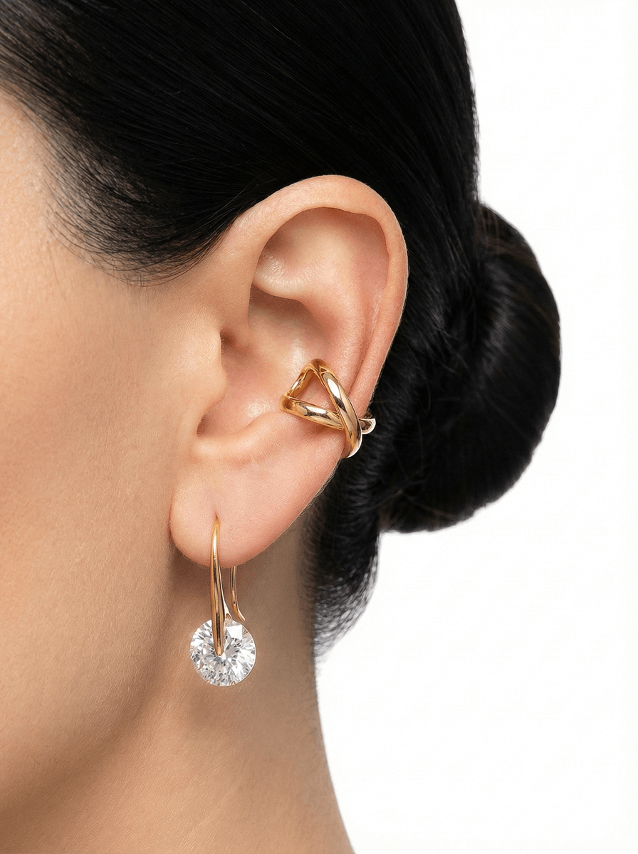 Piercing Fake Aro Infinito Banho Ouro 18K/ Ródio Branco