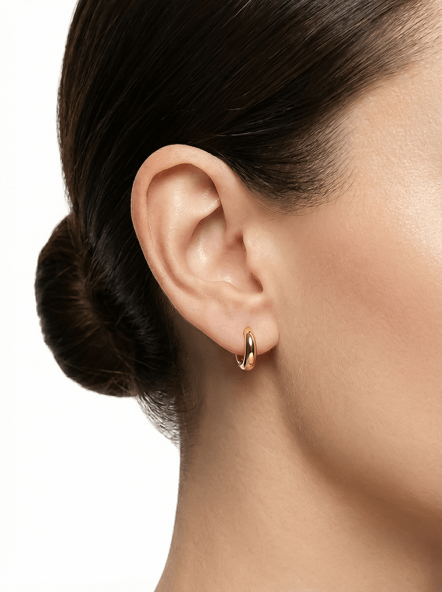 Brinco Argolinha M Click Banho 18K/ Ródio Branco