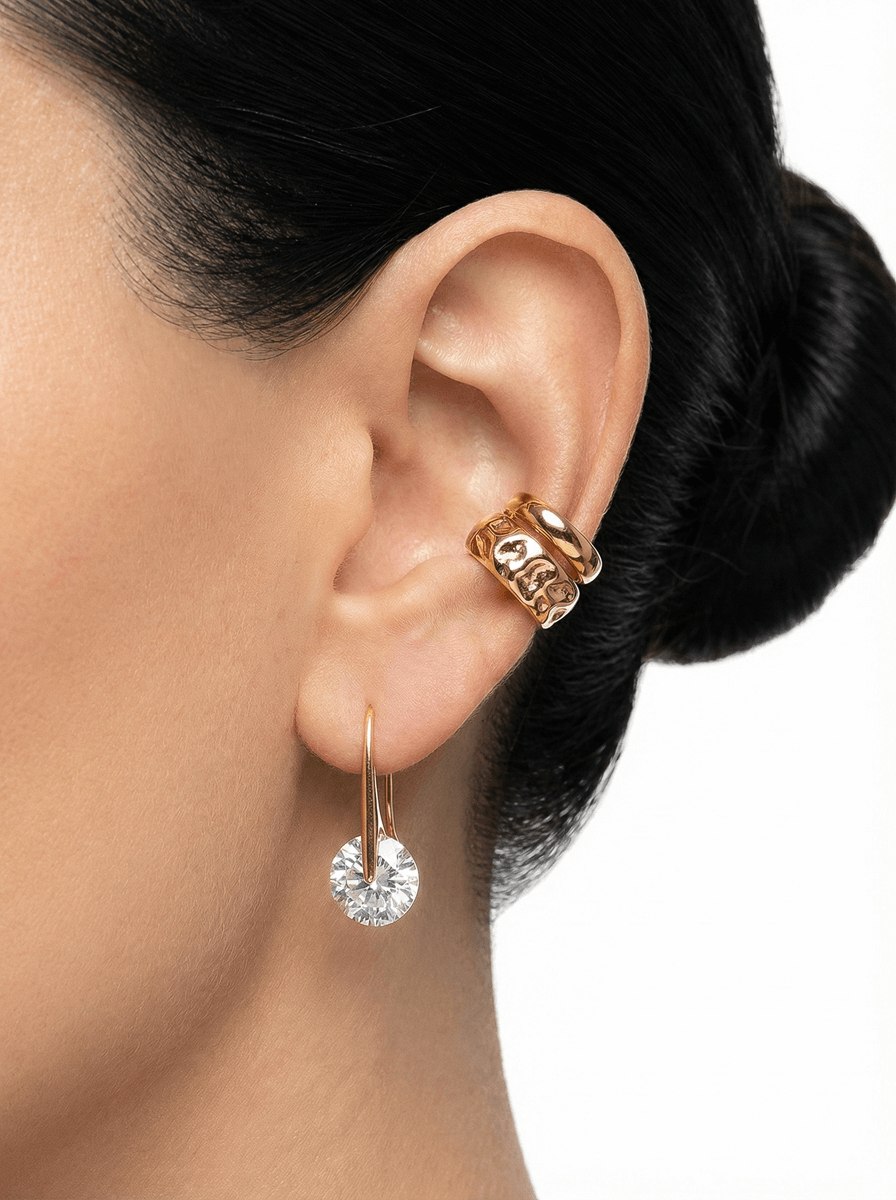 Piercing Fake Aro Orgânico Banho Ouro 18K/ Ródio Branco