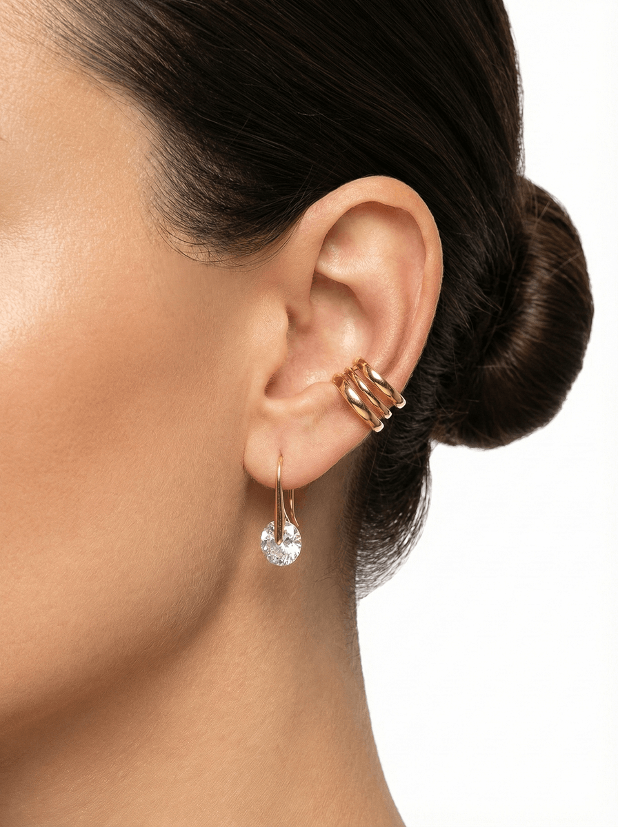 Piercing Fake 3 Aros Banho Ouro 18K/ Ródio Branco