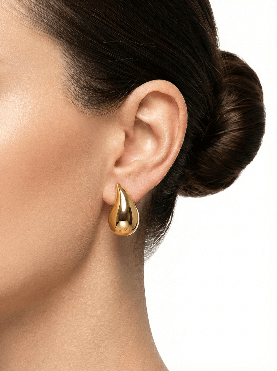 Brinco Gota Orgânico Banho 18K/ Ródio Branco