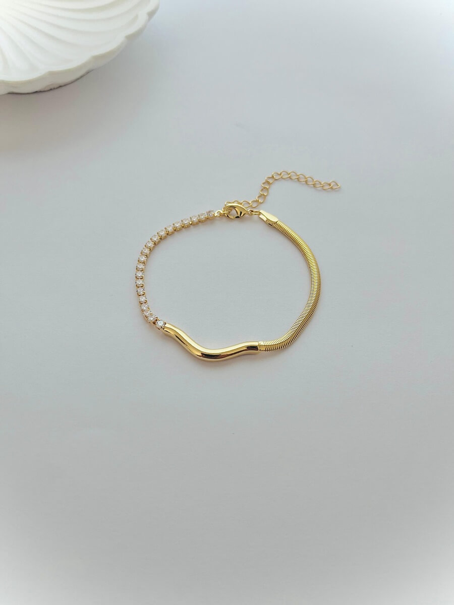 Pulseira Tripartida em Riviera Banho 18K/ Ródio Branco (cópia)