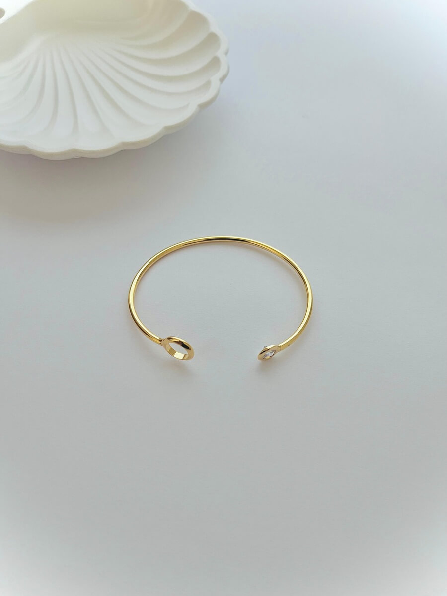 Bracelete Solitário c/ Zircônia Banho 18K/ Ródio Branco